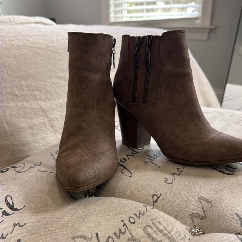G by Guess Brown Ankle Boots with Chunky Heel